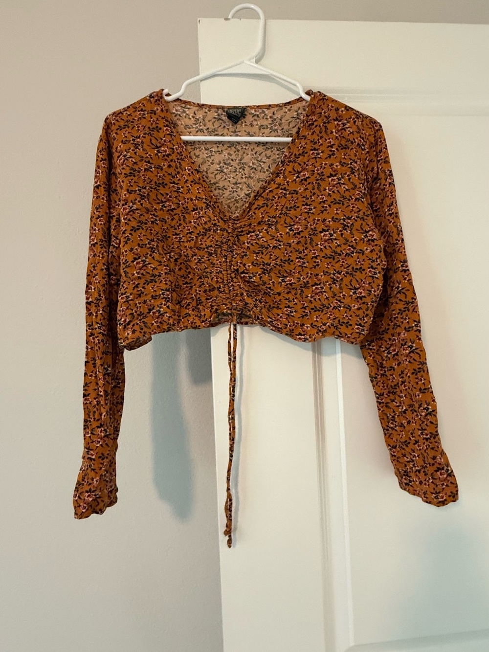 Rue21 Rust Floral Drawstring Crop Top